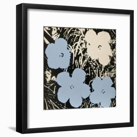 Flowers, 1965 (3 blue, 1 ivory)-Andy Warhol-Framed Art Print