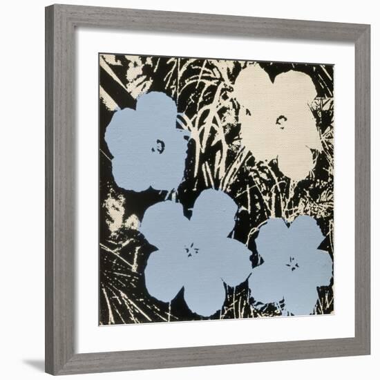 Flowers, 1965 (3 blue, 1 ivory)-Andy Warhol-Framed Art Print