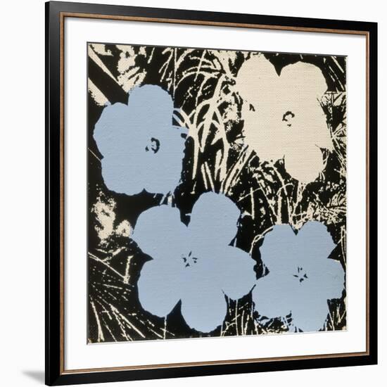 Flowers, 1965 (3 blue, 1 ivory)-Andy Warhol-Framed Art Print