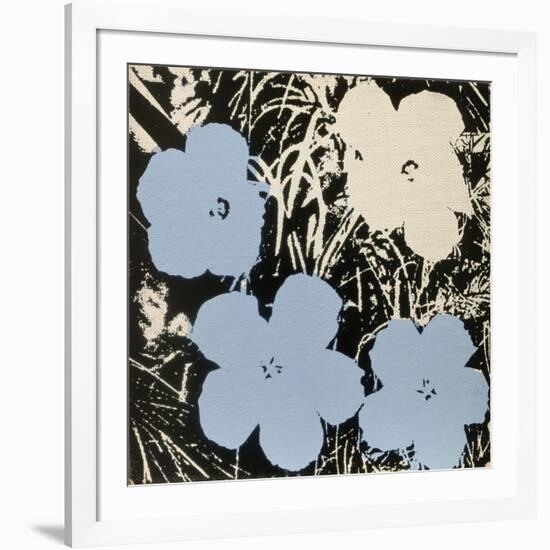 Flowers, 1965 (3 blue, 1 ivory)-Andy Warhol-Framed Art Print