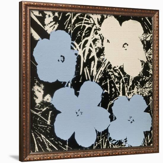 Flowers, 1965 (3 blue, 1 ivory)-Andy Warhol-Framed Art Print