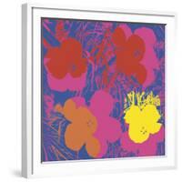 Flowers, 1970 (red, yellow, orange on blue)-Andy Warhol-Framed Art Print