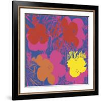 Flowers, 1970 (red, yellow, orange on blue)-Andy Warhol-Framed Art Print