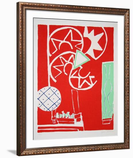 Flowers 3-Knox Martin-Framed Serigraph