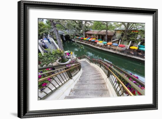 Flowers Along the Riverwalk in Downtown San Antonio, Texas, USA-Chuck Haney-Framed Photographic Print