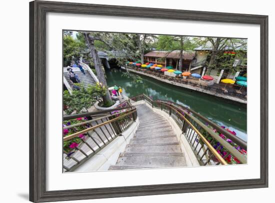 Flowers Along the Riverwalk in Downtown San Antonio, Texas, USA-Chuck Haney-Framed Photographic Print