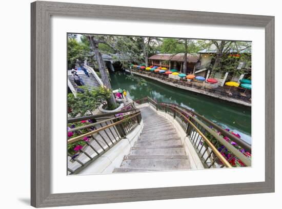 Flowers Along the Riverwalk in Downtown San Antonio, Texas, USA-Chuck Haney-Framed Photographic Print