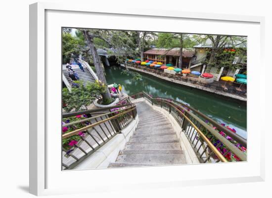 Flowers Along the Riverwalk in Downtown San Antonio, Texas, USA-Chuck Haney-Framed Photographic Print