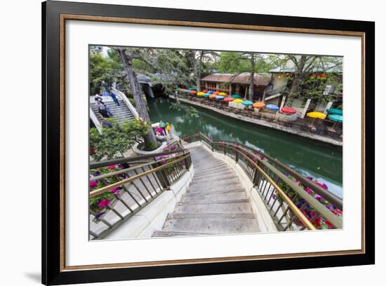 Flowers Along the Riverwalk in Downtown San Antonio, Texas, USA-Chuck Haney-Framed Photographic Print