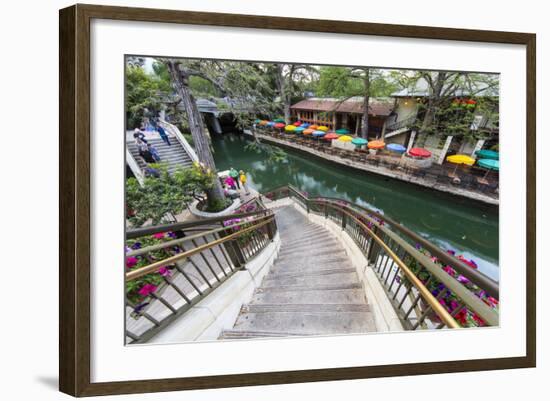 Flowers Along the Riverwalk in Downtown San Antonio, Texas, USA-Chuck Haney-Framed Photographic Print