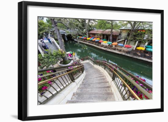 Flowers Along the Riverwalk in Downtown San Antonio, Texas, USA-Chuck Haney-Framed Photographic Print