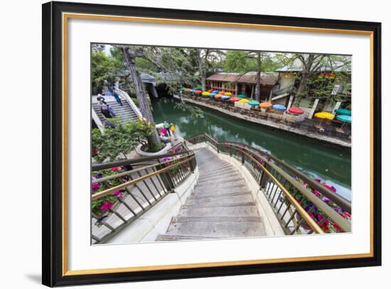 Flowers Along the Riverwalk in Downtown San Antonio, Texas, USA-Chuck Haney-Framed Photographic Print