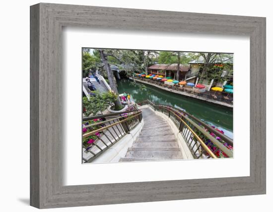 Flowers Along the Riverwalk in Downtown San Antonio, Texas, USA-Chuck Haney-Framed Photographic Print