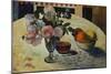 Flowers and a Bowl of Fruit on a Table-Paul Gauguin-Mounted Giclee Print