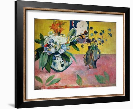 Flowers and a Japanese Print, 1889-Paul Gauguin-Framed Giclee Print