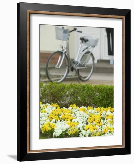 Flowers and Bicycle, Warnemunde, Germany-Russell Young-Framed Photographic Print