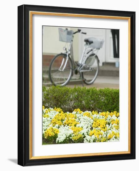 Flowers and Bicycle, Warnemunde, Germany-Russell Young-Framed Photographic Print