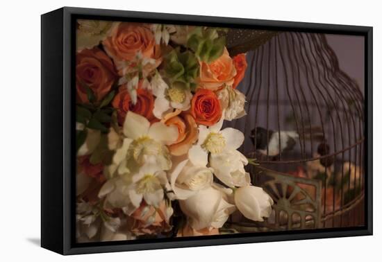 Flowers and Bird Cage I-Rita Crane-Framed Premier Image Canvas