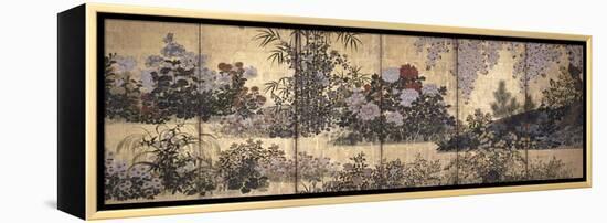 Flowers and Butterflies-Tawaraya Sotatsu-Framed Premier Image Canvas