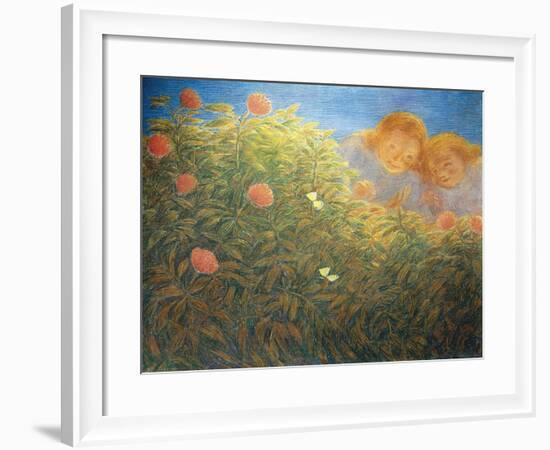 Flowers and Butterflies-Gaetano Previati-Framed Giclee Print