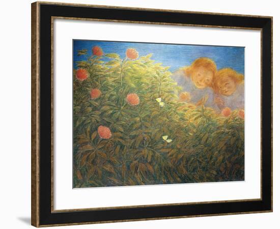 Flowers and Butterflies-Gaetano Previati-Framed Giclee Print