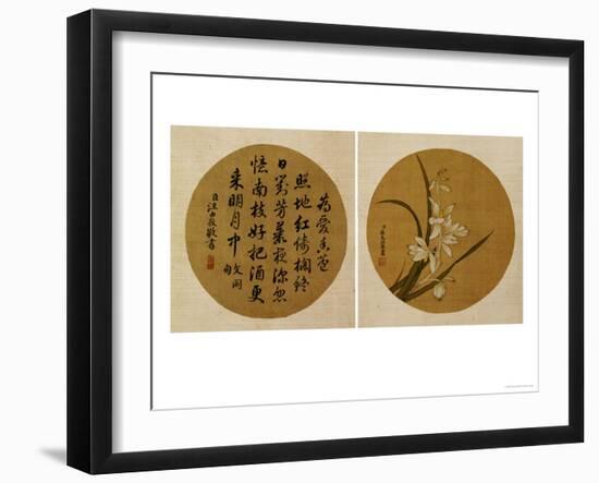 Flowers and Calligraphy (18th Century)-Zhang Weibang-Framed Giclee Print