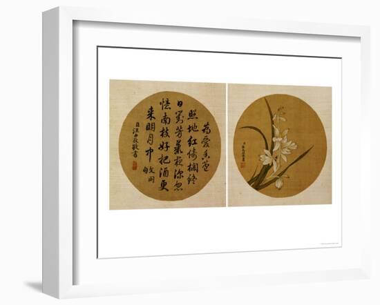 Flowers and Calligraphy (18th Century)-Zhang Weibang-Framed Giclee Print