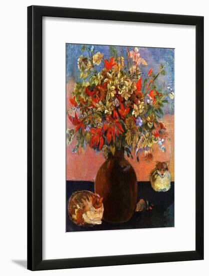 Flowers and Cats-Paul Gauguin-Framed Art Print