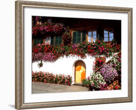 Flowers and Chalet in the Resort Area, Gstaad, Switzerland-Bill Bachmann-Framed Photographic Print