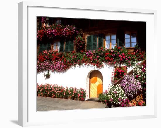 Flowers and Chalet in the Resort Area, Gstaad, Switzerland-Bill Bachmann-Framed Photographic Print