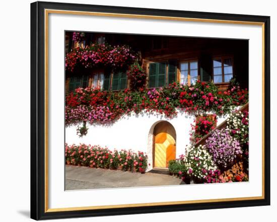 Flowers and Chalet in the Resort Area, Gstaad, Switzerland-Bill Bachmann-Framed Photographic Print