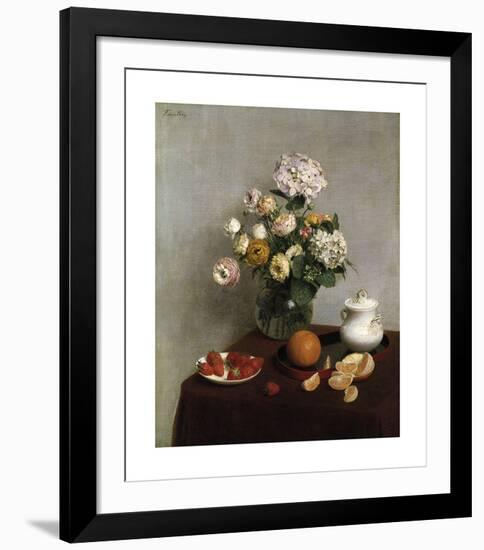 Flowers and Fruit, 1866-Henri Fantin-Latour-Framed Premium Giclee Print
