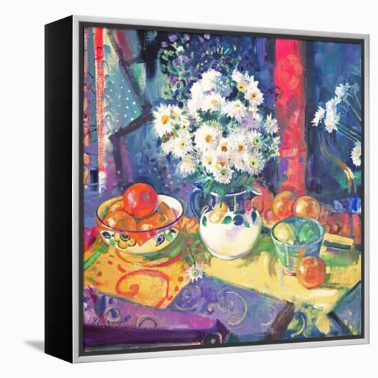 Flowers and Fruit in a Green Bowl, 1997-Peter Graham-Framed Premier Image Canvas