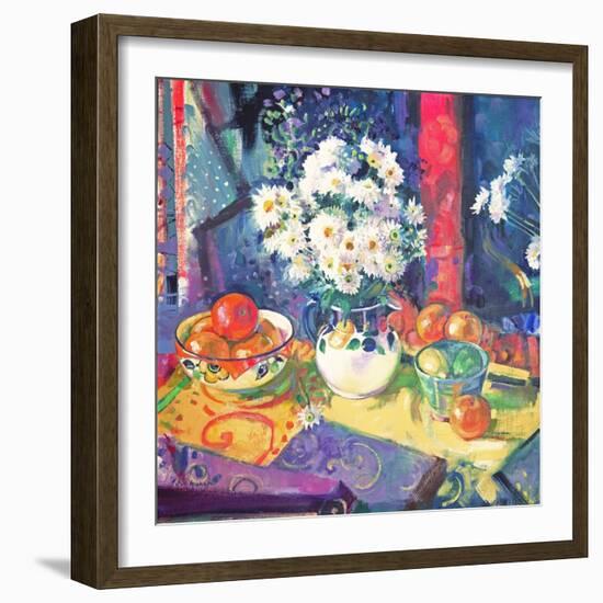 Flowers and Fruit in a Green Bowl, 1997-Peter Graham-Framed Giclee Print