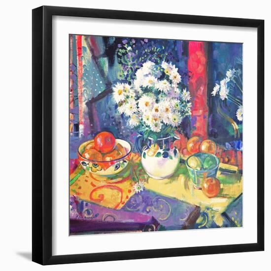 Flowers and Fruit in a Green Bowl, 1997-Peter Graham-Framed Giclee Print