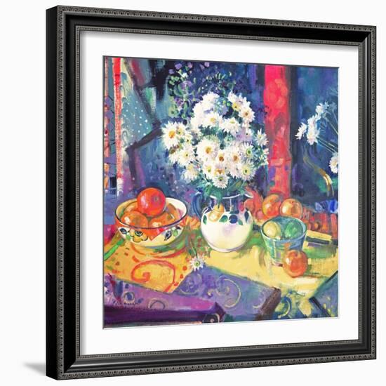 Flowers and Fruit in a Green Bowl, 1997-Peter Graham-Framed Giclee Print