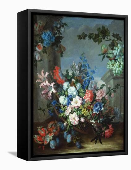 Flowers and Fruit (Oil on Canvas)-Jean-Baptiste Monnoyer-Framed Premier Image Canvas