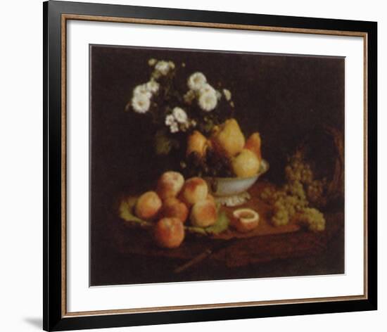 Flowers and Fruit on a Table-Henri Fantin-Latour-Framed Art Print