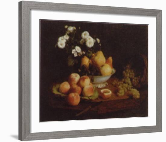 Flowers and Fruit on a Table-Henri Fantin-Latour-Framed Art Print