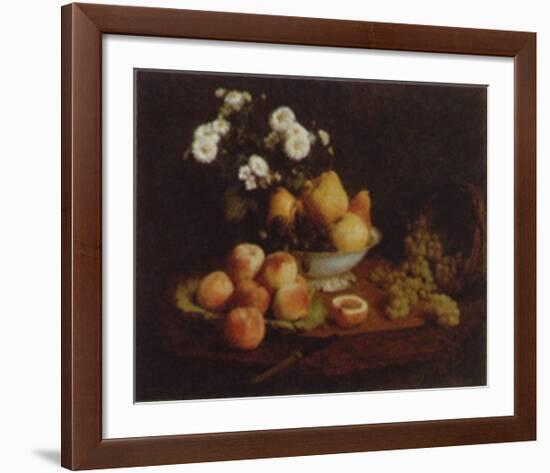 Flowers and Fruit on a Table-Henri Fantin-Latour-Framed Art Print