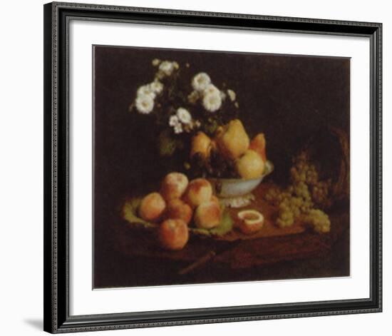 Flowers and Fruit on a Table-Henri Fantin-Latour-Framed Art Print
