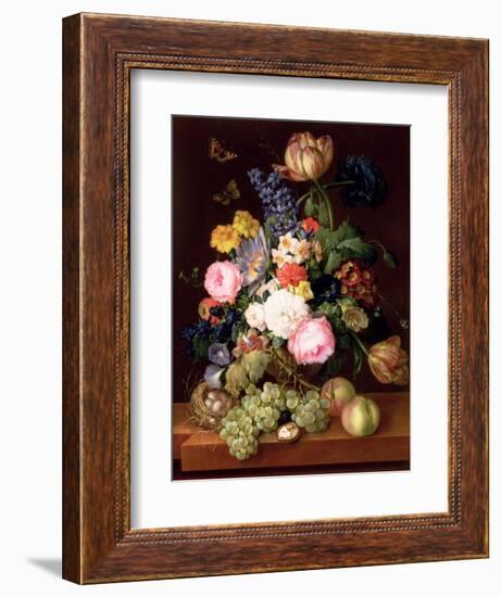 Flowers and Fruit with a Bird's Nest on a Ledge, 1821-Franz Xavier Petter-Framed Giclee Print