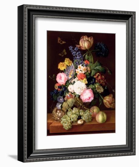 Flowers and Fruit with a Bird's Nest on a Ledge, 1821-Franz Xavier Petter-Framed Giclee Print