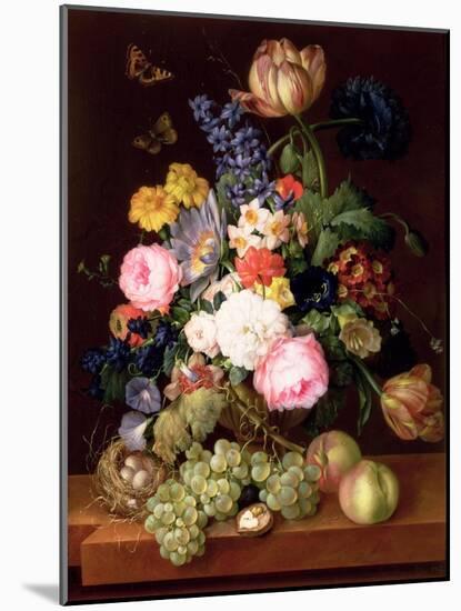 Flowers and Fruit with a Bird's Nest on a Ledge, 1821-Franz Xavier Petter-Mounted Giclee Print