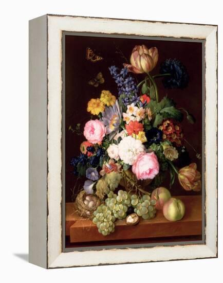 Flowers and Fruit with a Bird's Nest on a Ledge, 1821-Franz Xavier Petter-Framed Premier Image Canvas