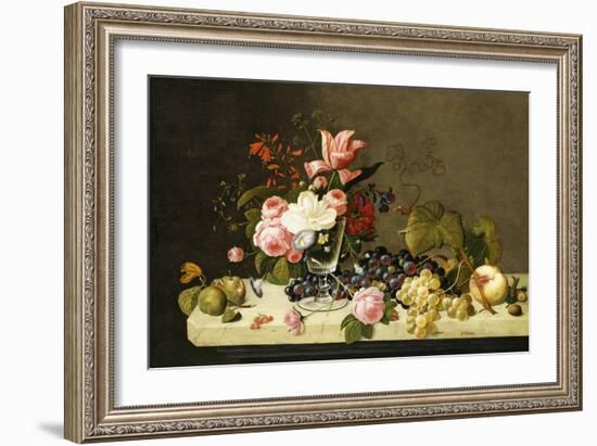 Flowers and Fruit-Severin Roesen-Framed Giclee Print