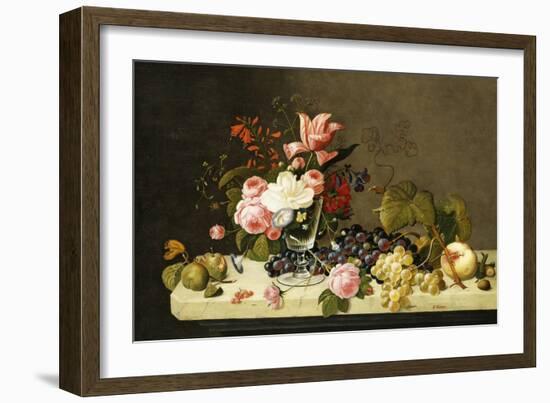 Flowers and Fruit-Severin Roesen-Framed Giclee Print