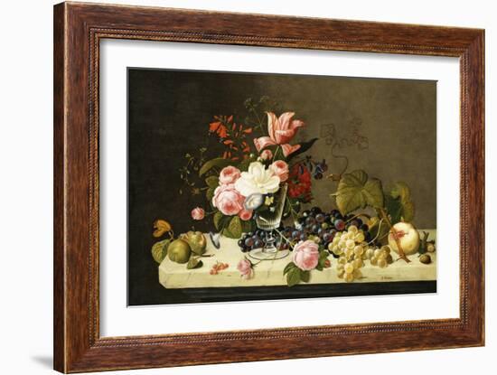 Flowers and Fruit-Severin Roesen-Framed Giclee Print