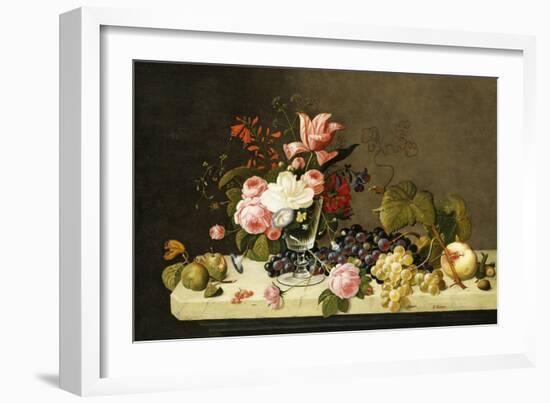 Flowers and Fruit-Severin Roesen-Framed Giclee Print