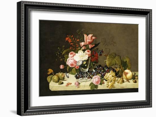 Flowers and Fruit-Severin Roesen-Framed Giclee Print